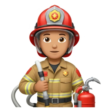 A firefighter extinguishing a party sticker
