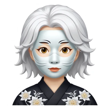 japanese culture white mask woman with white hair sticker