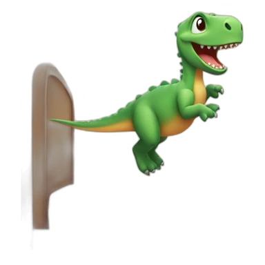 Cute dino jumping on the bed sticker