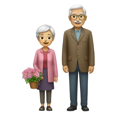 grandmother and grandfather with flower plants sticker