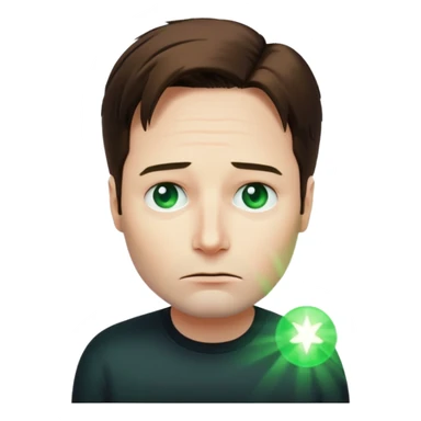 Mulder from the x-files is looking very very worried (not trusting anyone today). A transparent green beam of light from a UFO illuminates him. sticker