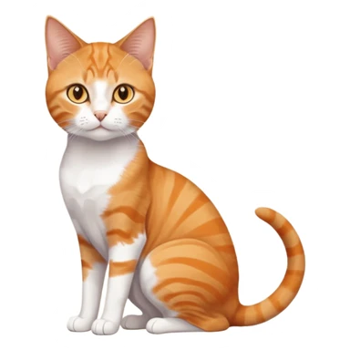 full body orange domestic shorthair slim cat with yellow/orange eyes and a white triangle pattern on his face playing sticker