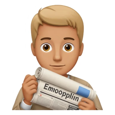 man holding rolled newspaper sticker