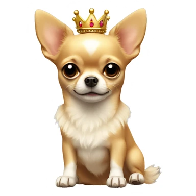 Tan fluffy chihuahua with crown on sticker