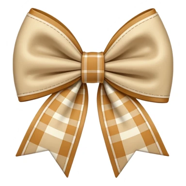 beige plaid bow sticker