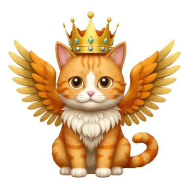 An orange cat with wings wearing a crown  sticker