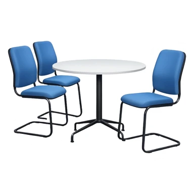 table and three office blue chairs sticker