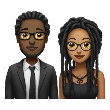 black couple with locs, male light skin with long black locs, female brown skin with glasses and BLACK locs tied up kissing sticker