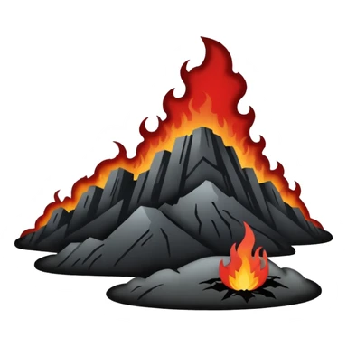 Minimalist emoji-style sticker of a silhouette of the Hollywood hill with ruined “HELLWOOD” sign, smoke and flickering flames in desaturated red

 sticker