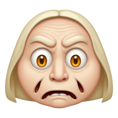 Angry face with droopy eyes and buckteeth showing sticker