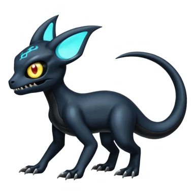 Shiny Evil Vintage Duskull-Salandit-Umbreon-Fakémon-hybrid-creature (full body)  sticker