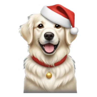 White golden retriever with santa hat sticker