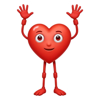 Red heart with arms and legs with one eye ball sticker