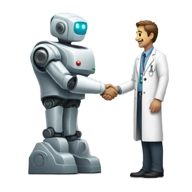 handshake: doctor and robot sticker