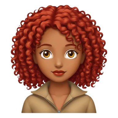 Brown skinned girl with red curly medium length hair sticker