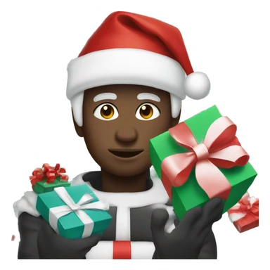 black Christmas gifts under a white Christmas tree  sticker