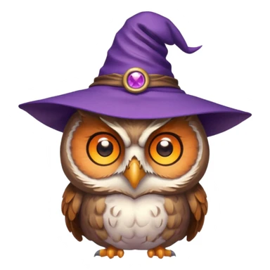 owl wear purple wicth hat sticker