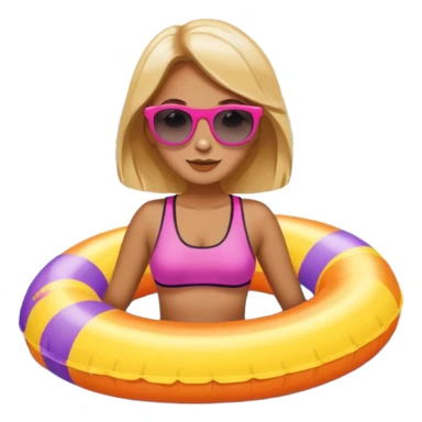 Woman floating in a floatie at the lake sticker