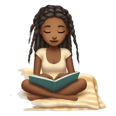 Brown skin girl with braids girl inside a blanket reading book eyes closed sticker