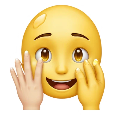 crying laughing emoji with hand on face  sticker