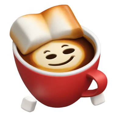 Coffee with caramel and marshmallows in a red cup sticker