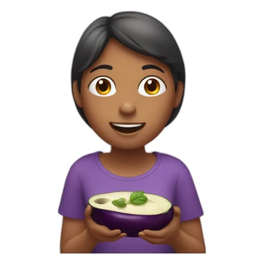 Girl eat eggplant sticker