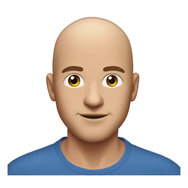 a man with a shaved head in a blue t - shirt posing for a, face-on head shot, patryk hardziej, shaved head, face on head shot sticker