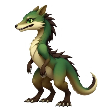 Brown and beige badass elegant wild beautiful natural cute badass epic exotic anthro modern furry 2-legged sergal-vernid-creature, full body, dark-brown-black-gradient pretty hair, green eyes, aesthetic, art by LiLaiRa, art by art by Falvie sticker