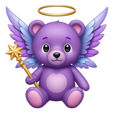Purple fairy teddy with wings and a wand sticker