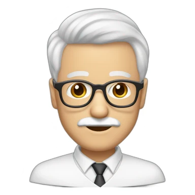 Profesor sin gafas con bata blanca, de 60 años, de barba corta y blanca y pelo blanco sticker