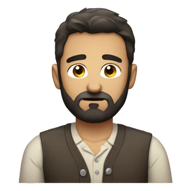 disappointed man with a beard and short scruffy dark brown hair wearing a buttoned shirt sticker