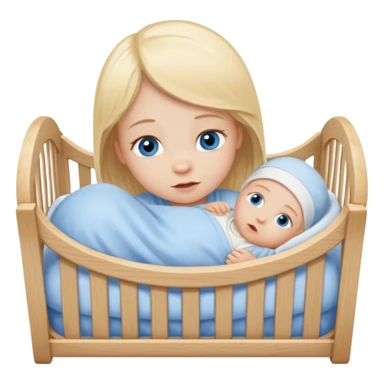 blond blue eye newborn in crib sticker