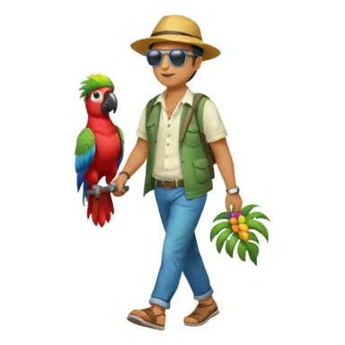 Walker with parrot on shoulder, Full body with walking pose sticker