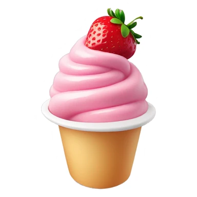 Strawberry frozen yogurt swirled in a white cup sticker