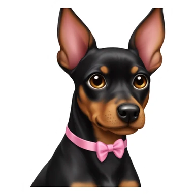 black tan pinscher big ears girly pink bow sticker