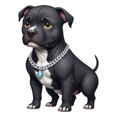 Black pitbull dog with diamond chains ￼ sticker