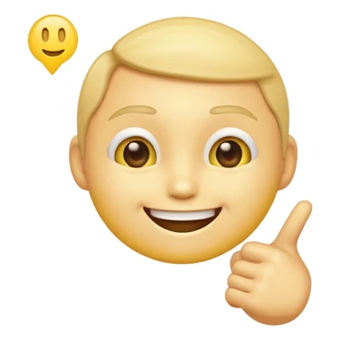 A normal smiling, not realistic looking, yellow emoji like the basic iPhone ones pointing to its head like it has a great idea sticker
