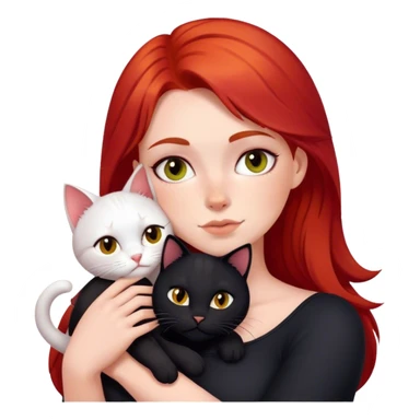 white girl red hair cuddling black cat sticker