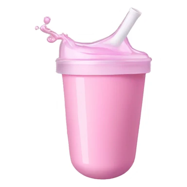 A knocked over sippy cup spilling pastel pink liquid sticker