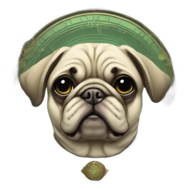 A cyberpunk pug in Art Nouveau style during 1910 sticker