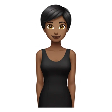 pretty pixie Short straight hair african american brunette with black long dress sticker