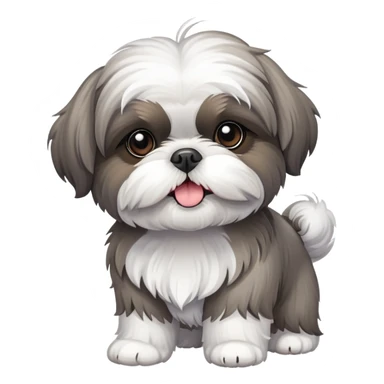grey and white shih tzu dog sticker