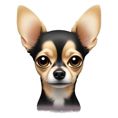 Tan long hair chihuahua with black tips on their ears and black around the mouth sticker