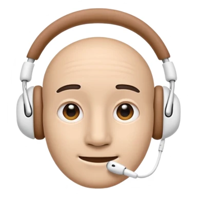 Create an Apple-style emoji that uses the 😶 neutral face, but wearing the same AirPods Max headphones as the 🎧 emoji. sticker