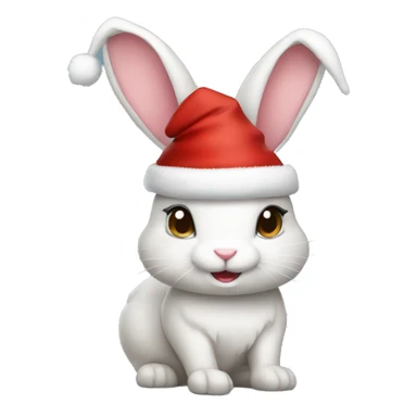 Bunny wearing a Christmas hat sticker