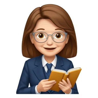 grandma reading in suit long hair sticker