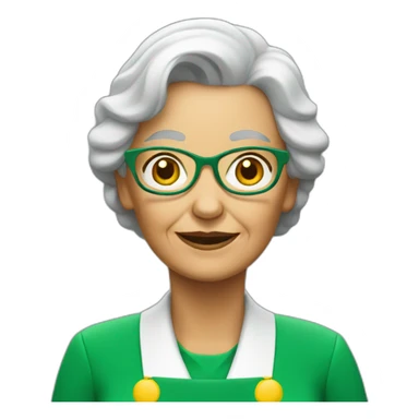 Old lady working with green mcdonalds uniform sticker