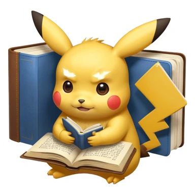 pikachu studying looking into book sweating sticker