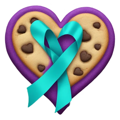 Purple teal Suicide awareness ribbon, cookie heart sticker