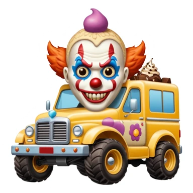 Crazy killer Clown Jenkins 4wd monster 1924 racing ice cream with chocolate, nuts and sprinkles dream house food truck  sticker